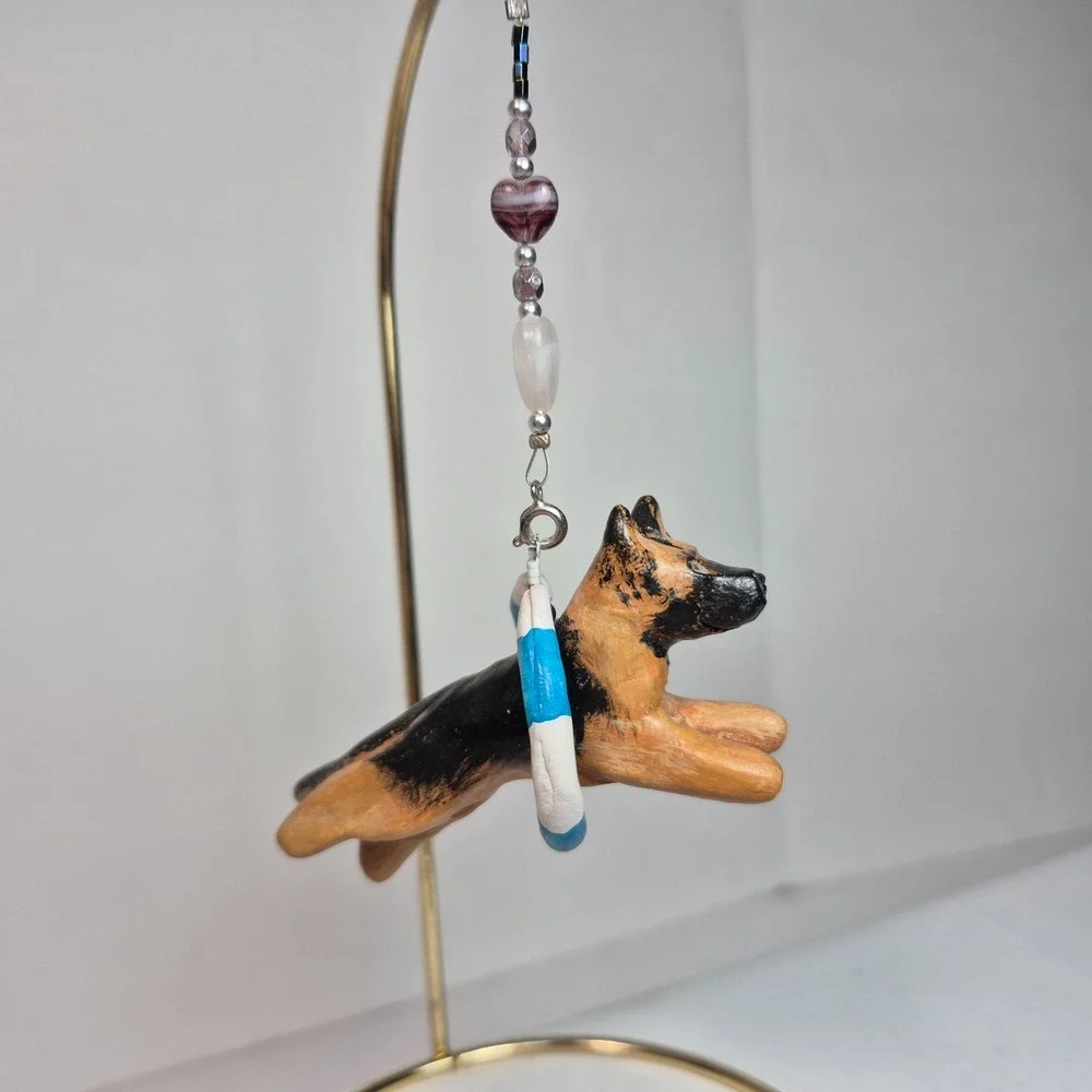 German Shepherd GSD Agility Jumping Thru Tire Jump Ornament Hanger 3